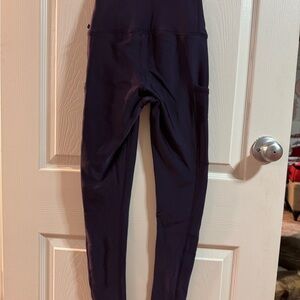 Women's Silver Icing high waisted Purple Fleece Lined Leggings with Pockets